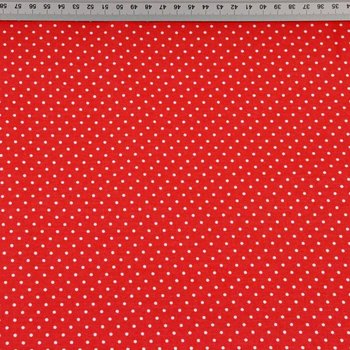 Tkanina bawełniana Bawełna szpilki 2mm białe na czerwonym tle - ANTEX