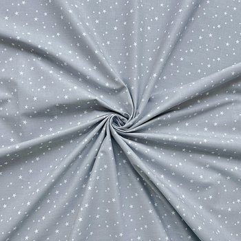 Tkanina bawełniana gwiazdeczki białe na szarym tle - ANTEX