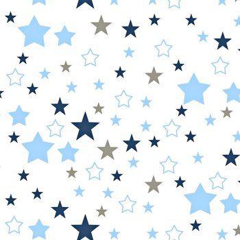 Tkanina bawełniana gwiazdozbiór niebiesko granatowo szary na białym tle - ANTEX