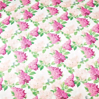 Tkanina bawełniana Kwiaty bzu różowo fuksjowe na białym tle - 220cm - ANTEX
