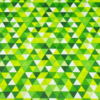 Tkanina bawełniana trójkąty małe kolorowe zielono limonkowe na białym tle - ANTEX