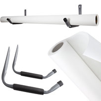 Tło białe 5mx1,6m +  uchwyty do przechowywania