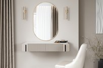 Toaletka 100 cm wisząca z szufladami kaszmir crema bianca czarny  Malmi