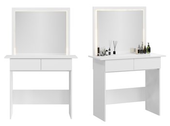 Toaletka Biała Stella Z Dużym Lustrem Oświetlenie Led 2 Szuflady Sypialnia - Sara Meble