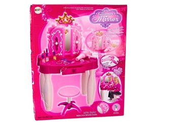 TOALETKA DLA DZIEWCZYNKI LUSTRO STEROWANIE RÓŻDŻKĄ ŚWIATEŁKA MELODIE AKCESORIA - Lean Toys