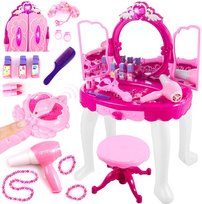 Toaletka dla Dziewczynki Pilot Różdżka Lustro Mp3 Krzesełko Suszarka