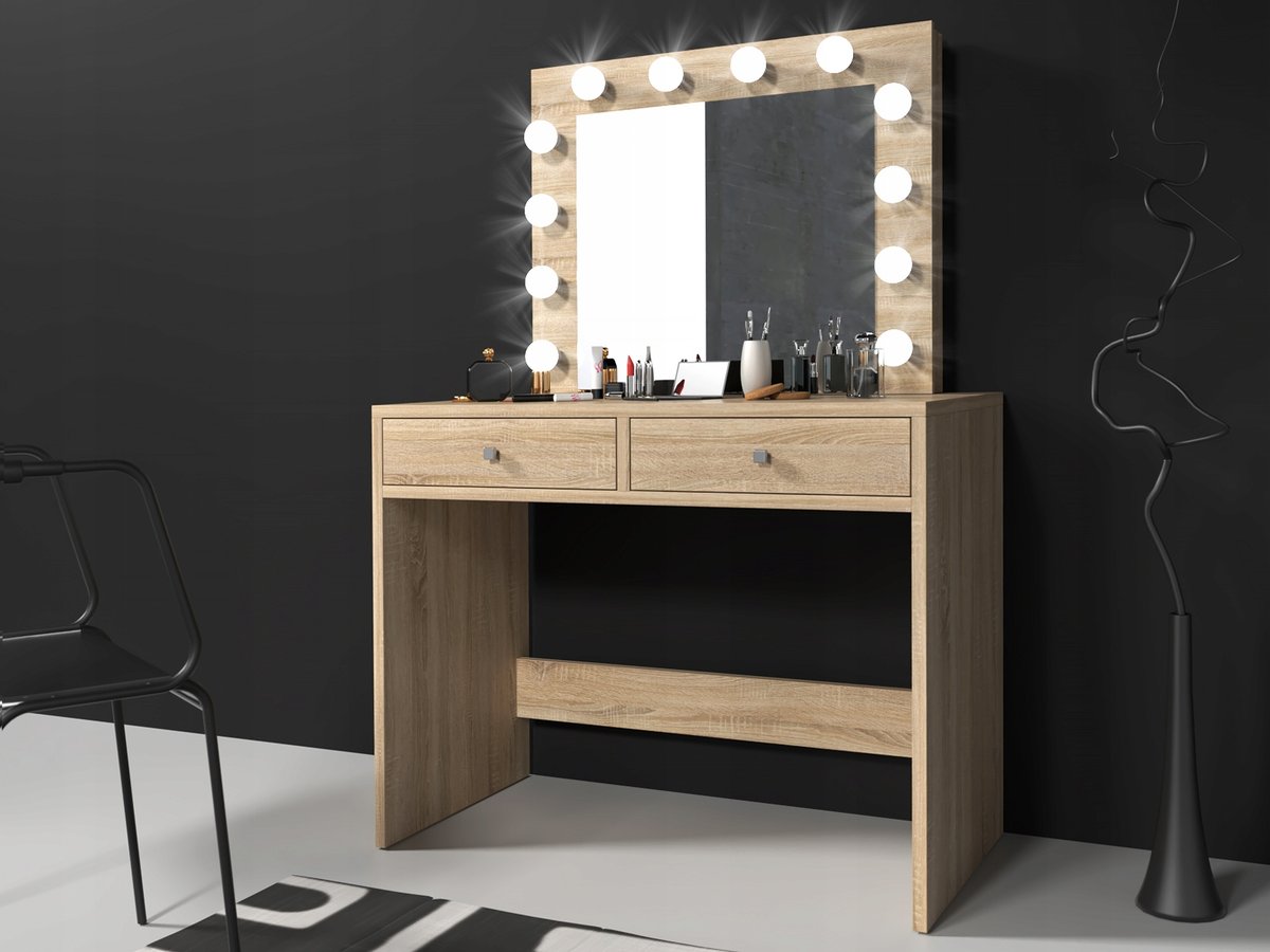 Фото - Трюмо DAB Pumps Toaletka kosmetyczna do sypialni z lustrem i oświetleniem Mega 12 LED dąb 