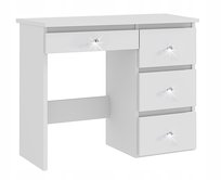 Toaletka Kosmetyczna Meblowa1 Beta 3 Diamond Biały Mat 94x43x75 cm, 4 Szuflady, Kryształowe Uchwyty, Styl Glamour Meblowa 1