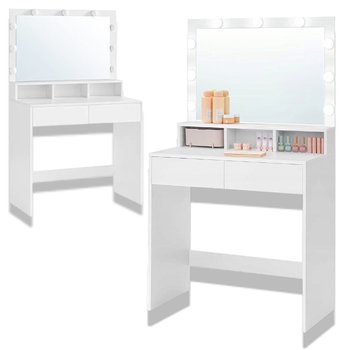 Toaletka kosmetyczna z lustrem i oświetleniem Led, Toaletka do makijażu wizażu, Półki Szuflady 9 żarówek Led - Aseto