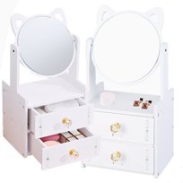 Toaletka Lily na kosmetyki biżuterię akcesoria organizer z lustrem mała biała