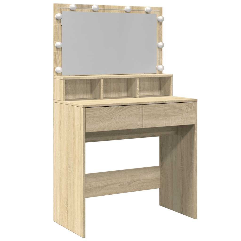 Toaletka Z Lustrem I O wietleniem LED D b Sonoma 80x41x134 5 Cm toaletka-z-lustrem-i-o-wietleniem-led-d-b-sonoma-80x41x134-5-cm