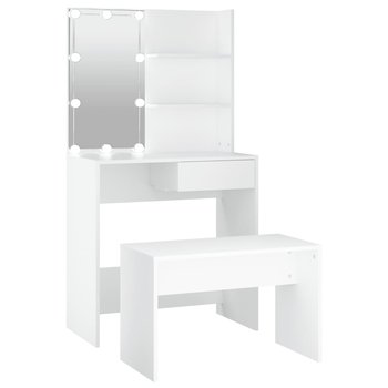 Toaletka z lustrem i stołkiem, biały, 74,5x40x141 - Zakito