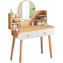 Toaletka z lustrem jasny brąz do makijażu skandynawska praktyczna 120 cm