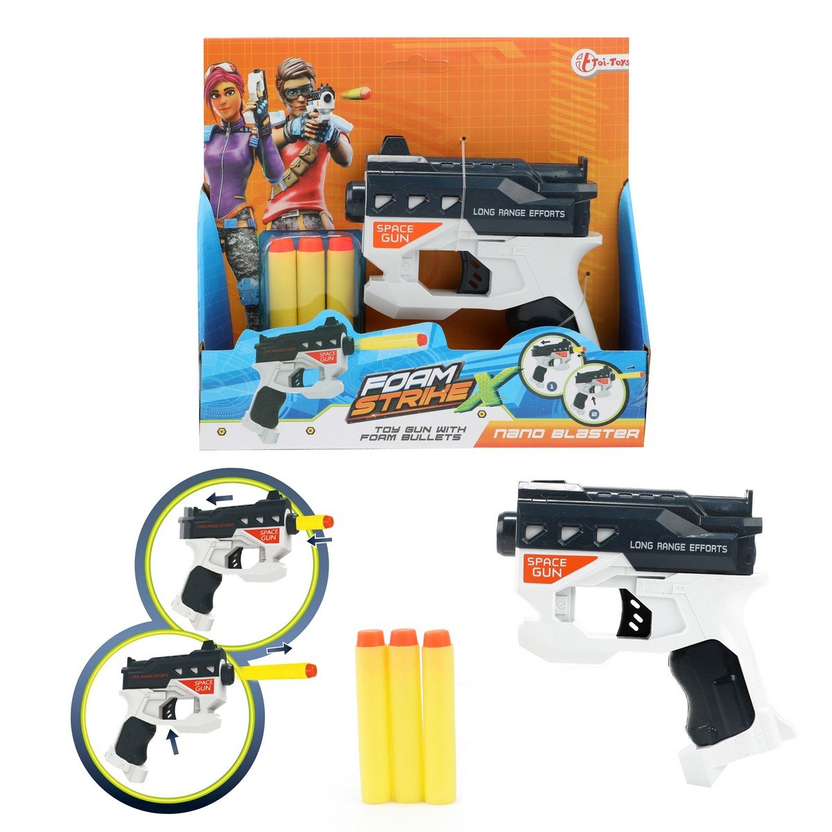 Zdjęcia - Broń zabawkowa Toi-Toys FOAM STRIKEX pistolet 'White S' + 3 strzałki 