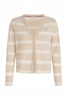 TOMMY HILFIGER BEŻOWY KARDIGAN DAMSKI Z GŁADKIEJ WEŁNY L XTA Tommy Hilfiger