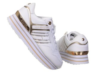 Tommy  Hilfiger Buty Damskie Sneakery Knitted Flatform Sneaker White Fw0Fw05555 Ybr - Rozmiar: 40 - Tommy Hilfiger