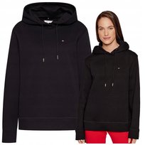 Tommy Hilfiger Czarna Bluza z kapturem Damska Bawełniana Logo Ciepła r.M