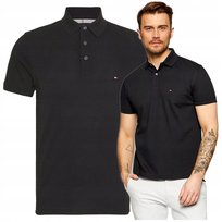 Tommy Hilfiger Czarna Polówka Męska Koszulka Polo Bawełna PREMIUM r.L