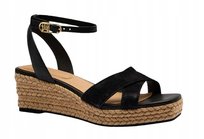 TOMMY HILFIGER CZARNE SANDAŁY KOTURN ZE SKÓRY NATURALNEJ 41 1T6A Tommy Hilfiger