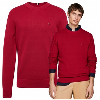 Tommy Hilfiger Czerwony Sweter Męski Premium Elegancki Bawełna Ładny r.XL - Tommy Hilfiger