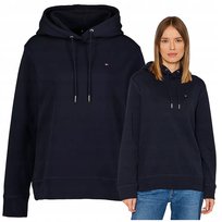 Tommy Hilfiger Damska Bluza z kapturem Granatowa Bawełniana do pracy r.L