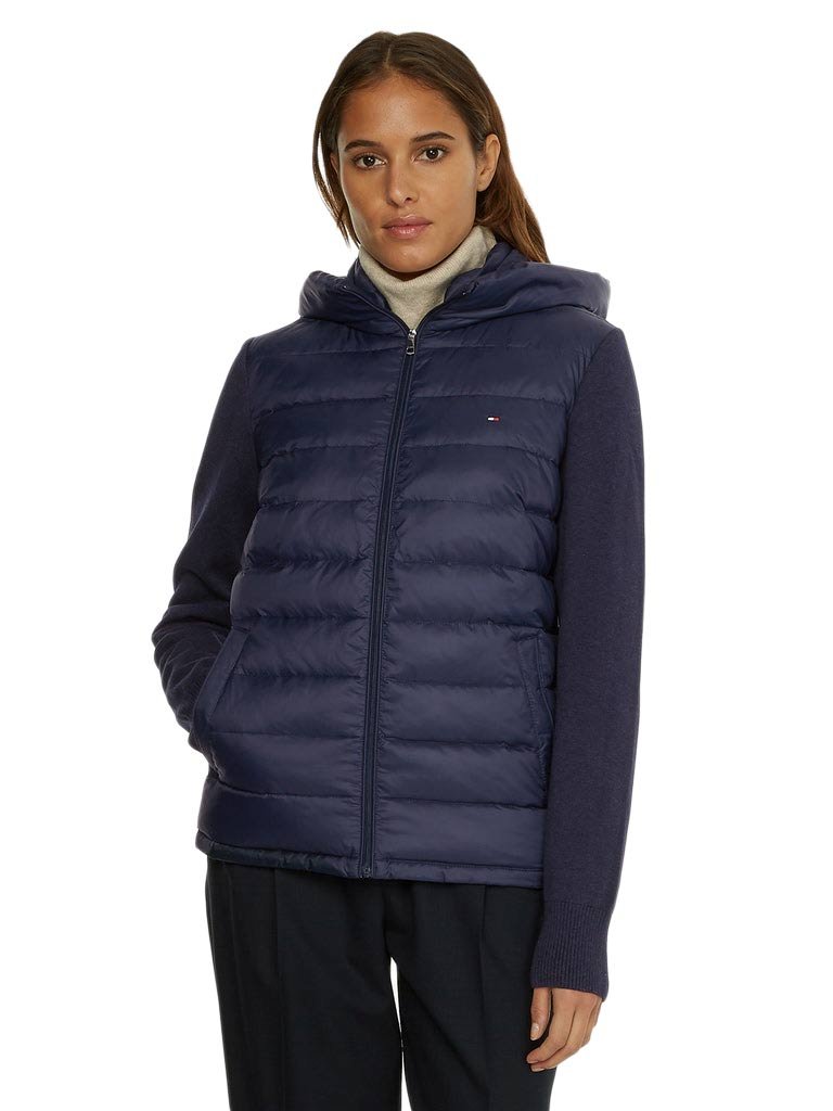 Tommy Hilfiger Damska Kurtka Sorona Logo Knit Mix Jacket Granatowa