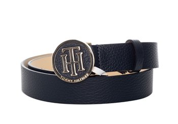 TOMMY  HILFIGER DAMSKI PASEK DO SPODNI 3CM TH ROUND BUCKLE BELT NAVY AW0AW08605 CJM 90 - Tommy Hilfiger