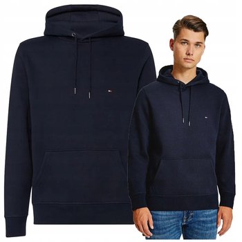 Tommy Hilfiger Granatowa Bluza z kapturem Męska Bawełniana Logo Ciepła r.S - Tommy Hilfiger