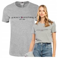 Tommy Hilfiger Koszulka Damska Bawełniana Szara T-shirt Sportowa Premium S