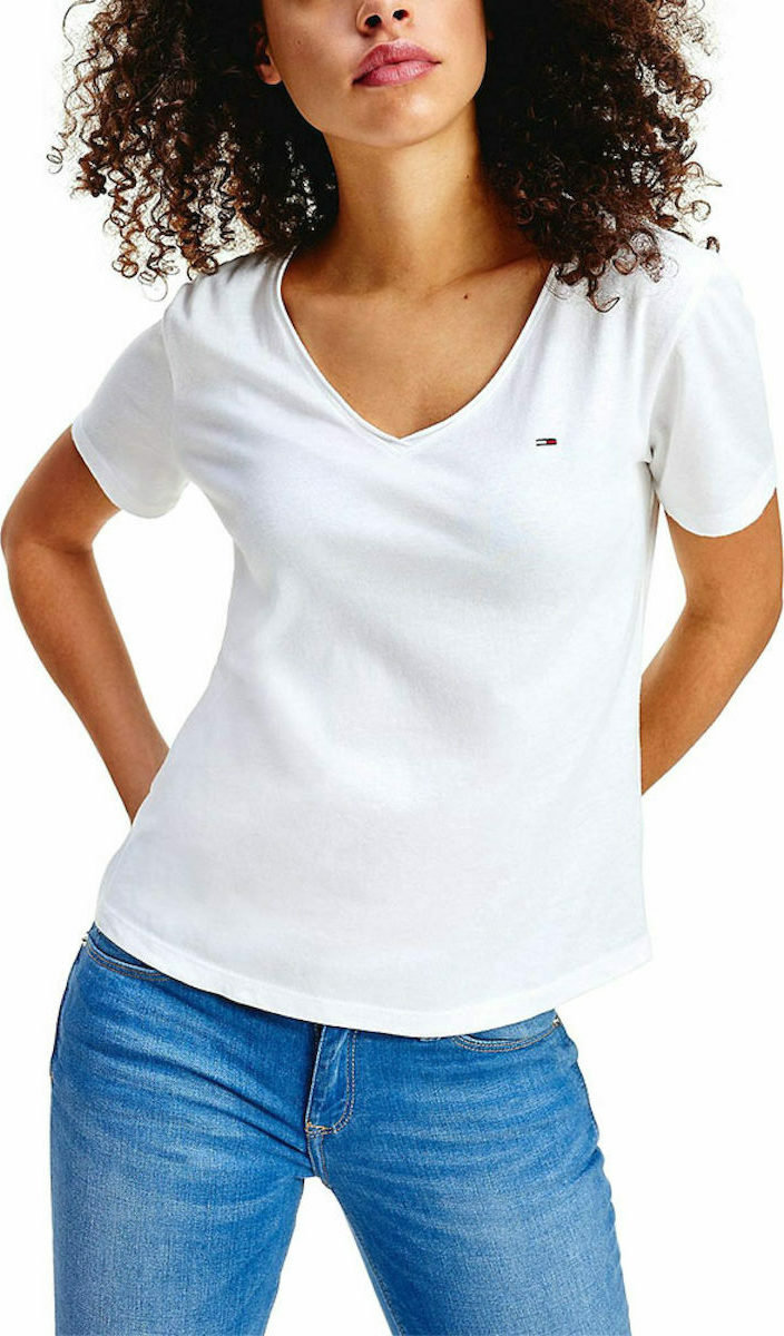 Hilfiger Koszulka Damska T-Shirt Tjw Slim Jersey V White Dw0Dw09195 Ybr M - Tommy Hilfiger | Moda Sklep