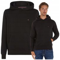 Tommy Hilfiger Męska Czarna Bluza z kapturem Bawełna PREMIUM Ciepła r.L
