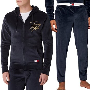 Tommy Hilfiger męski dres welurowy komplet welur granatowy M - Tommy Hilfiger