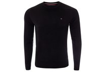 Tommy  Hilfiger Męski Sweter Bawełna Jedwab Core Cotton-Silk Cneck Black Mw0Mw04978 032 - Rozmiar: M