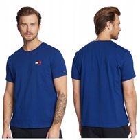 Tommy Hilfiger Męski T-shirt Bawełniany Niebieska Koszulka Sportowa r.L