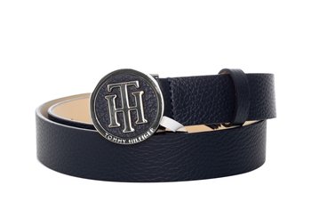 TOMMY  HILFIGER PASEK DAMSKI 3 CM ROUND BUCKLED BLACK AW0AW05366 002 95 - Tommy Hilfiger