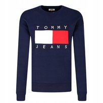 Tommy Jeans Granatowa Bluza bez kaptura Granatowa Duże Logo r. XL