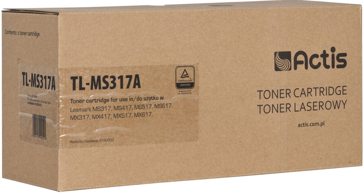 Toner ACTIS TL-MS317A (Lexmark 51B2000), czarny, 2500 str