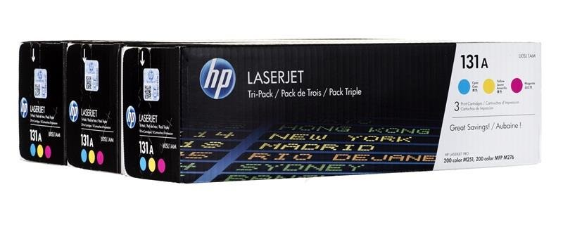 Toner HP P131A, błękitny, purpurowy, żółty, 1800 str., 3 szt.