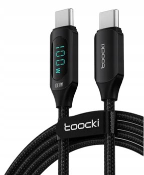 TOOCKI kabel 2 metry USB-C do C 100W PD QC + MIERNIK LCD CZARNY 2m. - Toocki