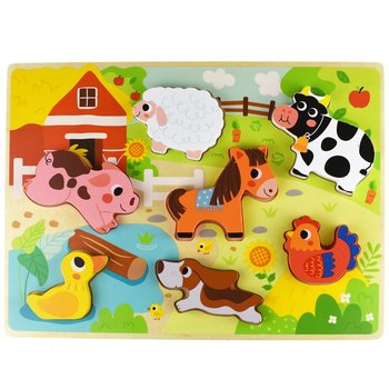 Tooky Toy Drewniane Puzzle Zwierzątka Farma Dopasuj Kształty - Tooky Toy