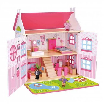 Tooky Toy, Drewniany domek da lalek, różowy - Tooky Toy