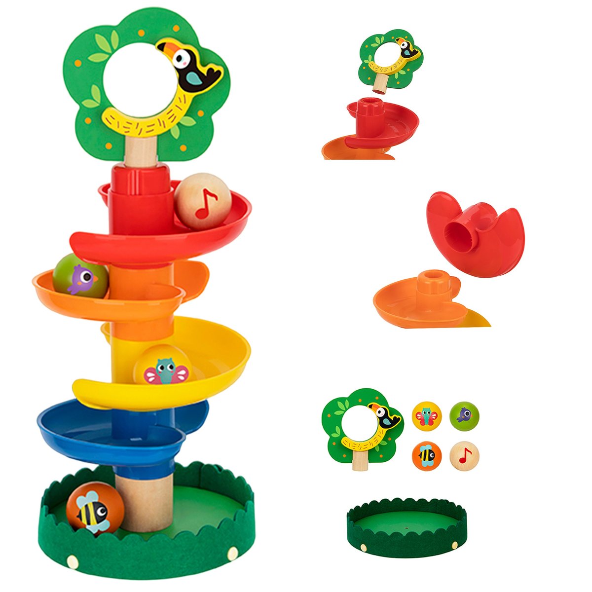 Zdjęcia - Zabawka edukacyjna Tooky Toy Drewniany Kulodrom Ze Zwierzątkami Tor Kulkowy Spirala + 4 Kulki 