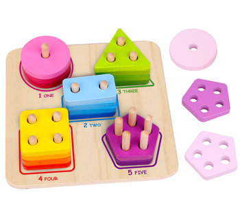Tooky toy, drewniany sorter geometryczny nauka kształtów liczenia - Tooky Toy