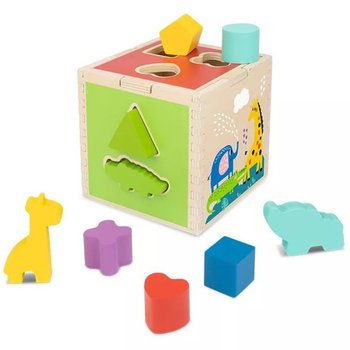 Tooky Toy Drewniany Sorter Kostka Edukacyjna Zwierzątka Figury Geometryczne - Tooky Toy