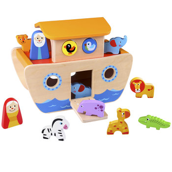 Tooky Toy, drewniany sorter kształtów Arka Noego, 18 elementy - Tooky Toy