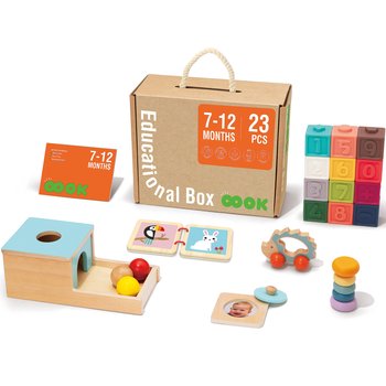 Tooky Toy Edukacyjne Pudełko Montessori Książeczka Pchacz Grzechotka Układanka Sorter 6W1 Od 7 Miesięcy - Tooky Toy