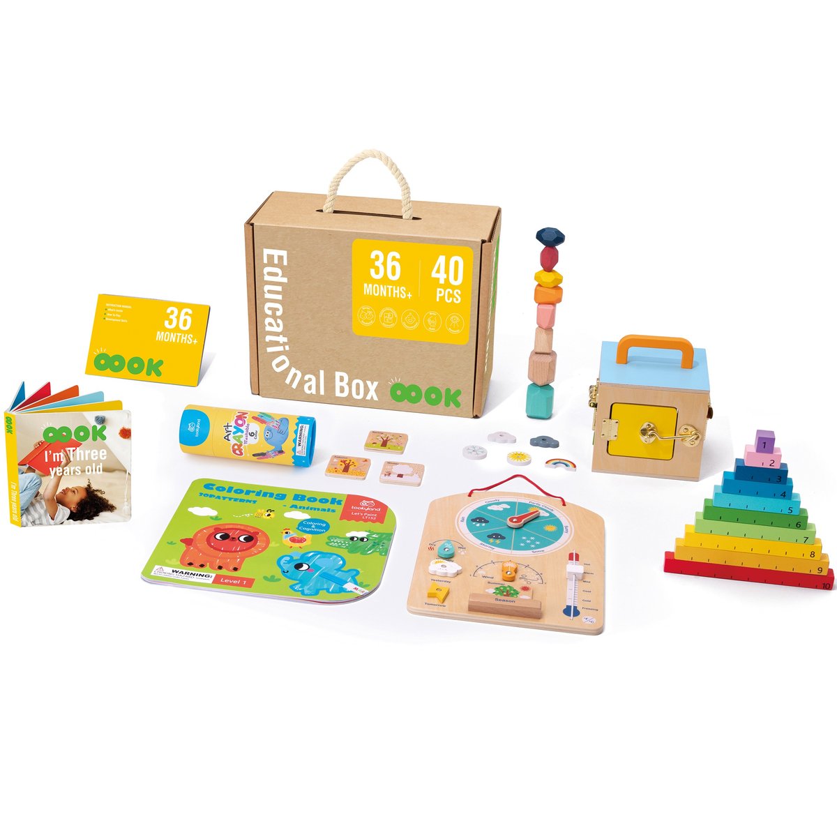 Zdjęcia - Zabawka edukacyjna Tooky Toy Edukacyjne Pudełko Montessori Układanka Liczydło Tablica Pogody 