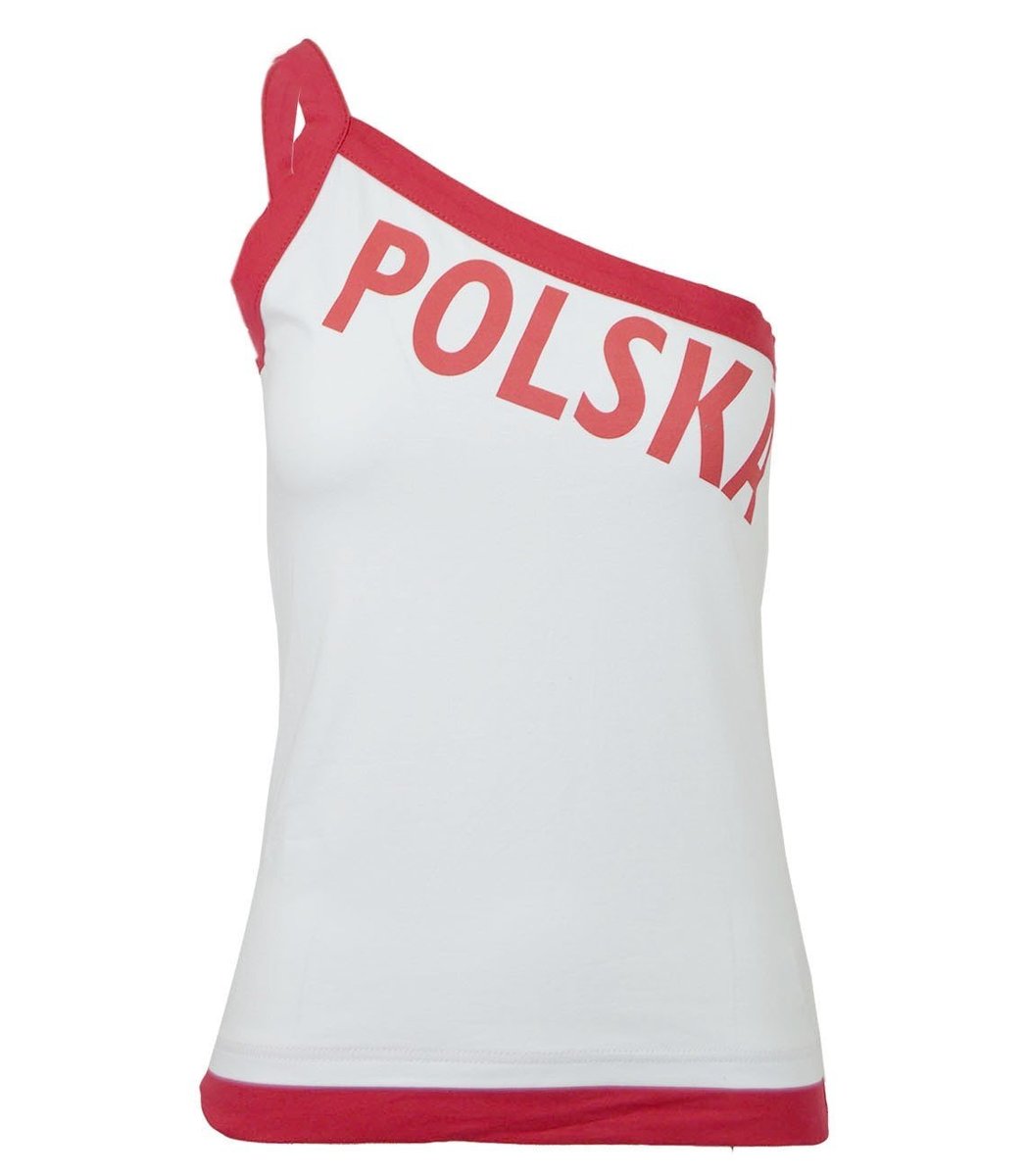 Agrafka Top Bluzka Damska Kibica Polska Na jedno ramiączko-L