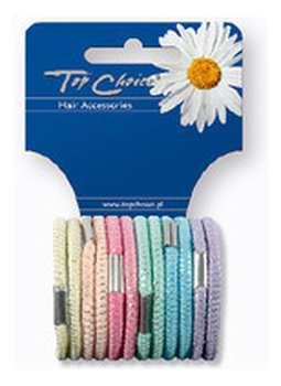 Top Choice, gumki do włosów Pastel, 12 szt. - Top Choice