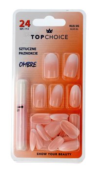 Top Choice, sztuczne paznokcie z klejem Ombre, 24 szt. + 2 g - Top Choice
